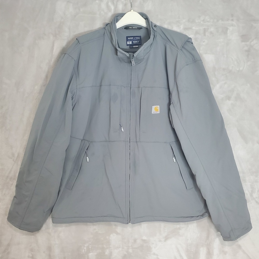Carhartt Super Dux Full Swing Insulated Tech Jacket Mens 2XL Tall Gray STAINS